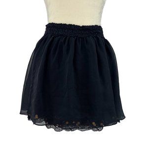 Free People Sheer Lace Sequins Black Skirt XS